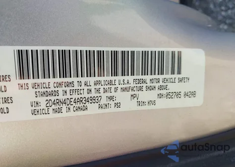 2010 Dodge Grand Caravan Se from USA, damaged, VIN 2D4RN4DE4AR349937